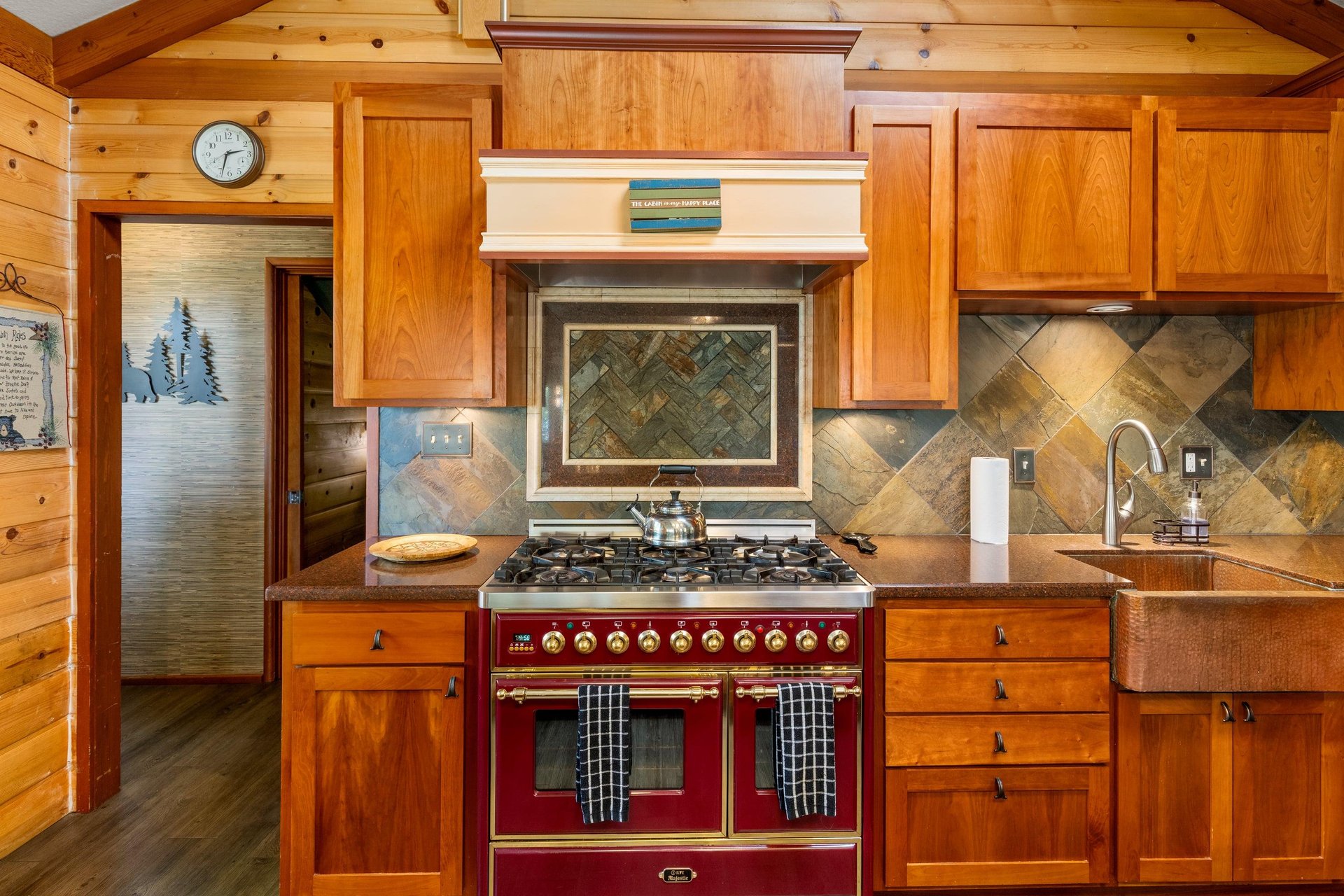 Modern appliances, including a custom stove.
