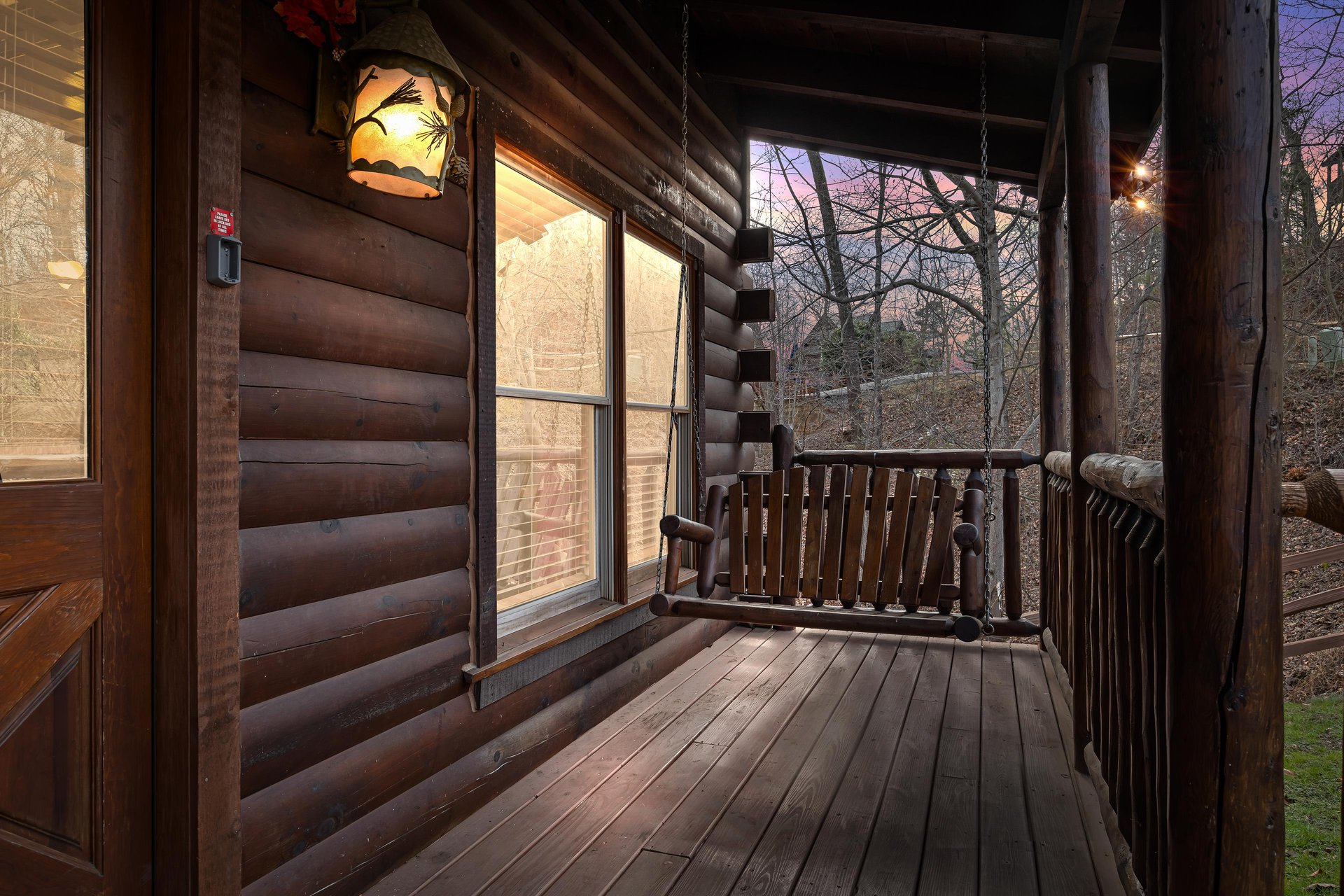 Deck swing at Country Bears Getaway, a 3bedroom cabin rental located in Gatlinburg