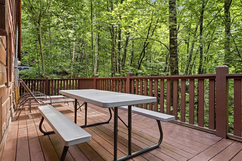 A peaceful wooded property tucked into a lush natural forest setting, offering privacy and seclusion during your mountain getaway.