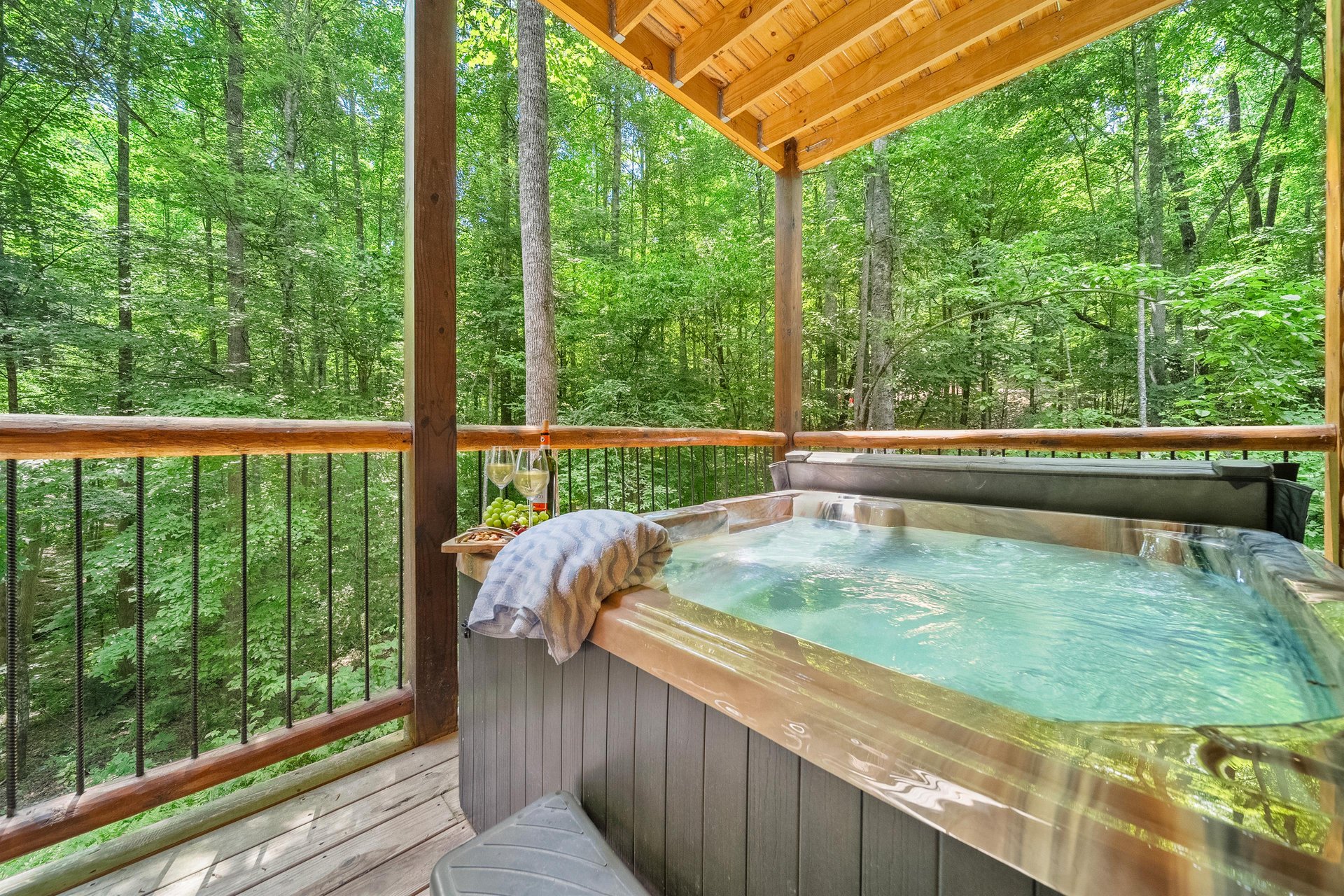 hot tub on lower level balcony