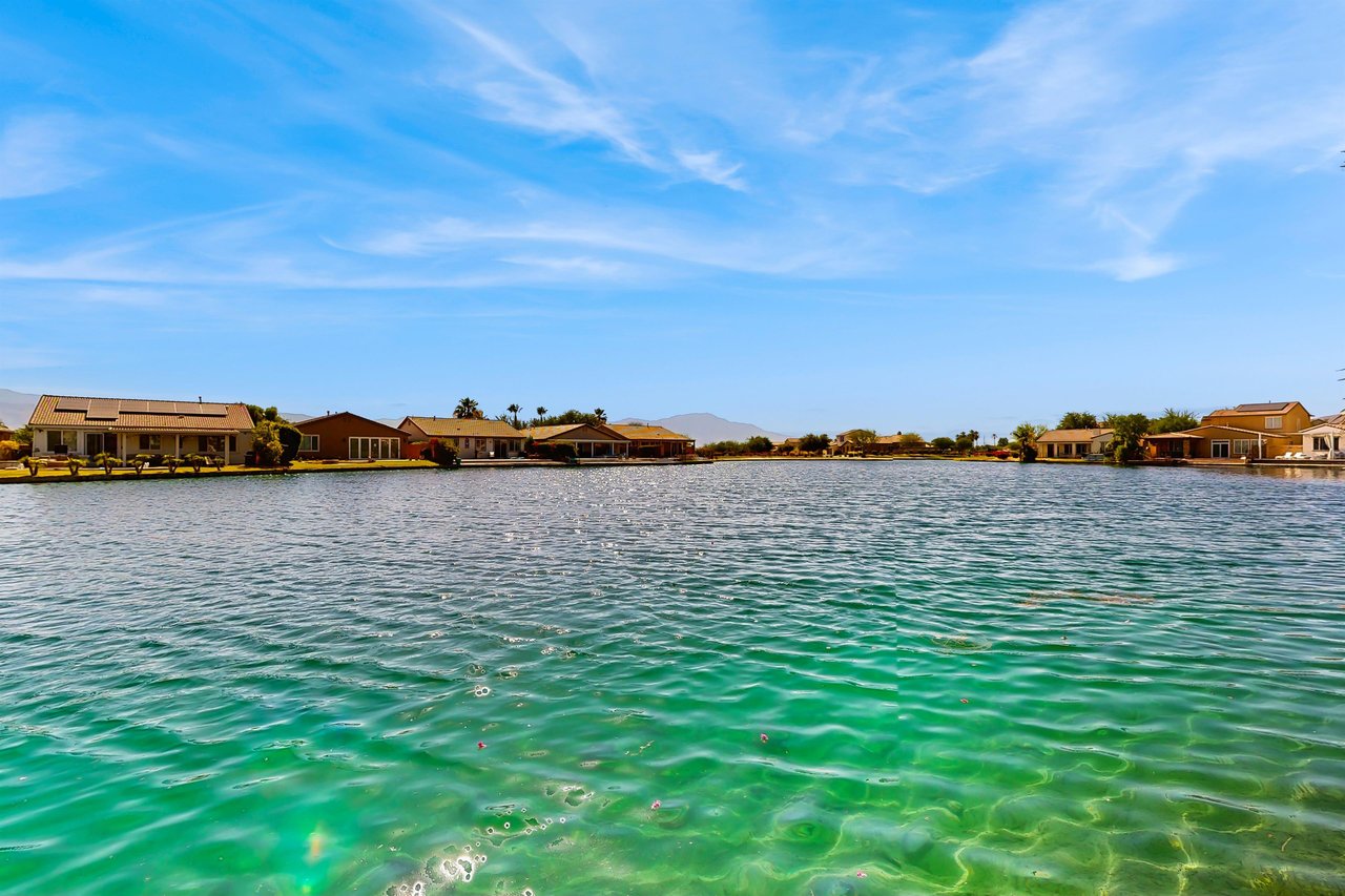 Lake and mountain views can be seen directly from the back of the home.