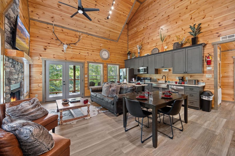 open concept kitchen with dining
