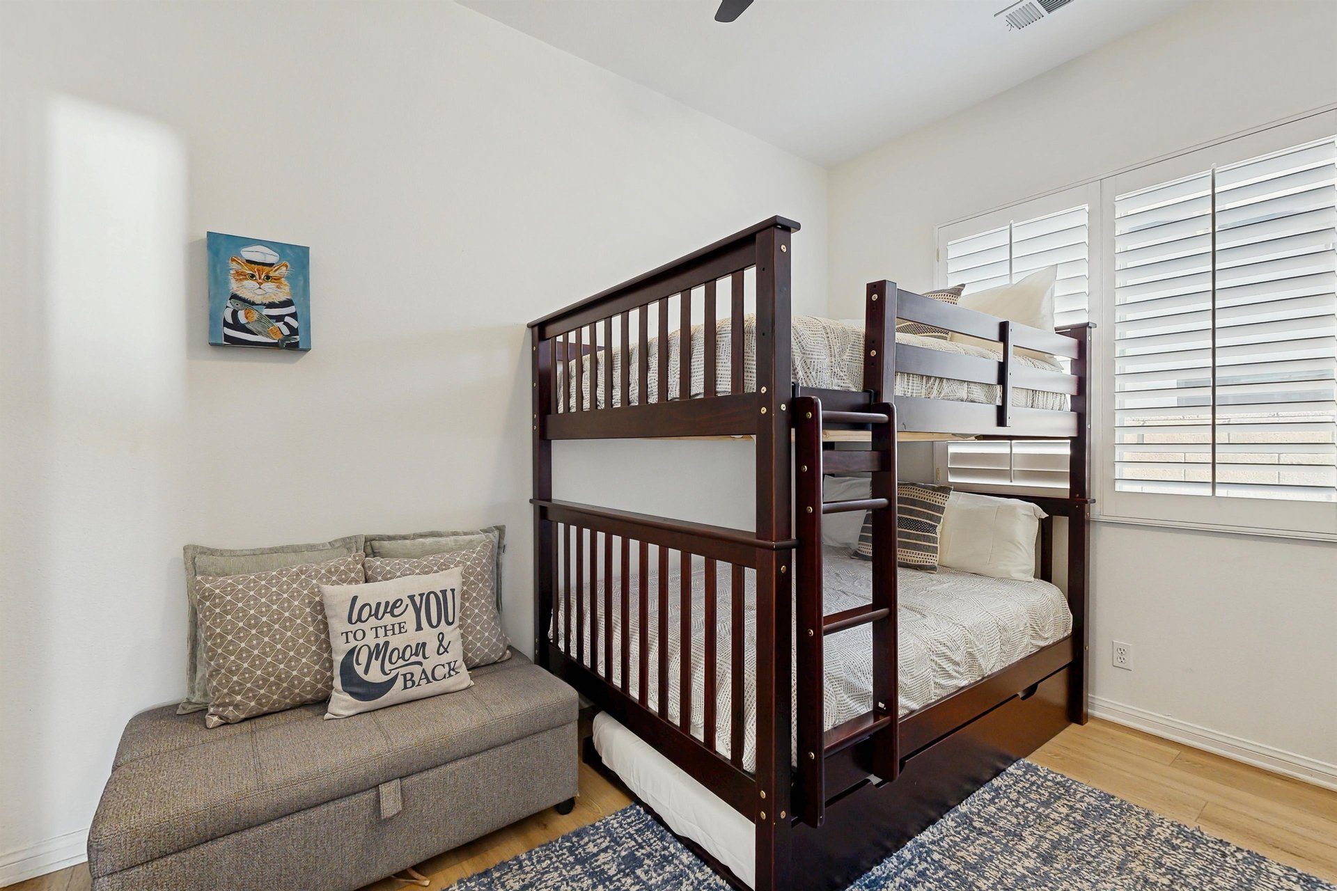 Twin bunk beds with twin trundle bed.