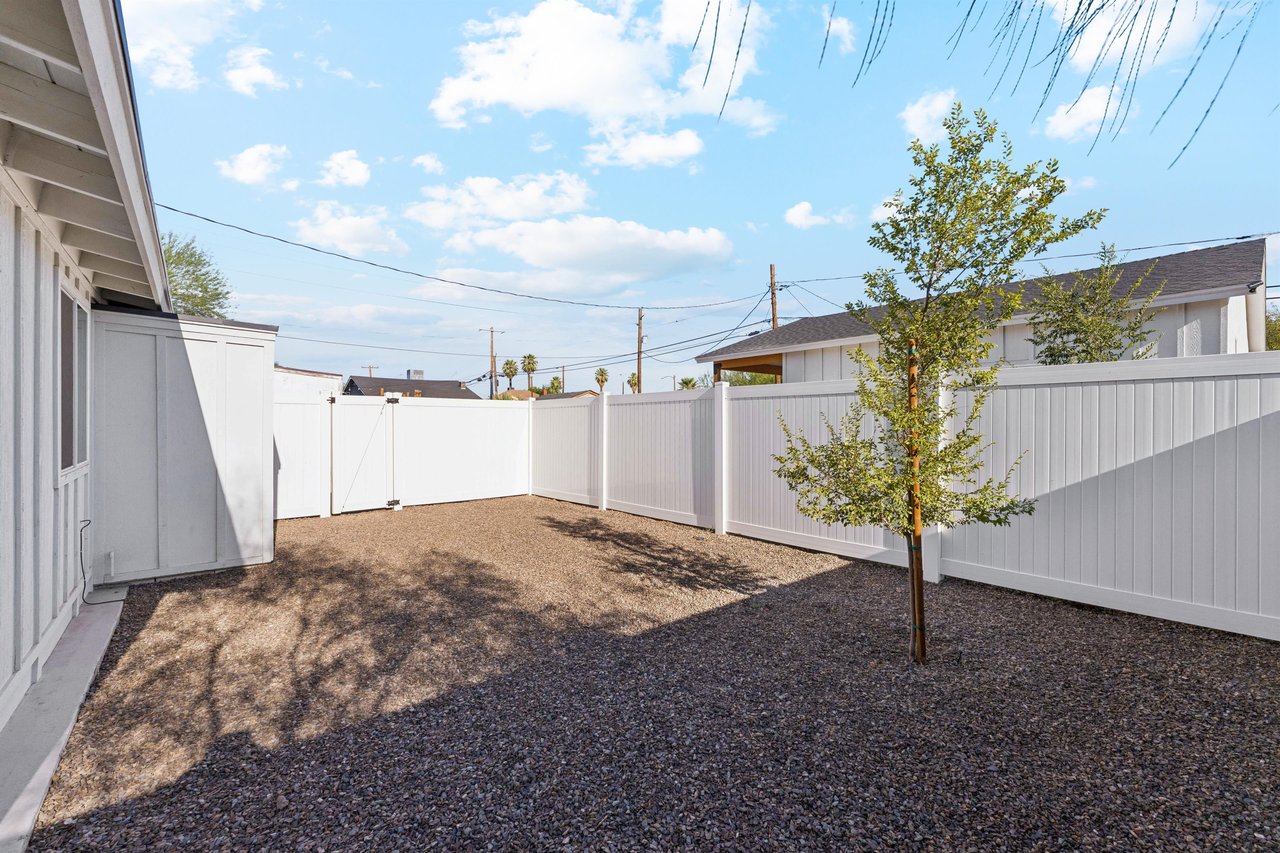 Fully fenced private yard.