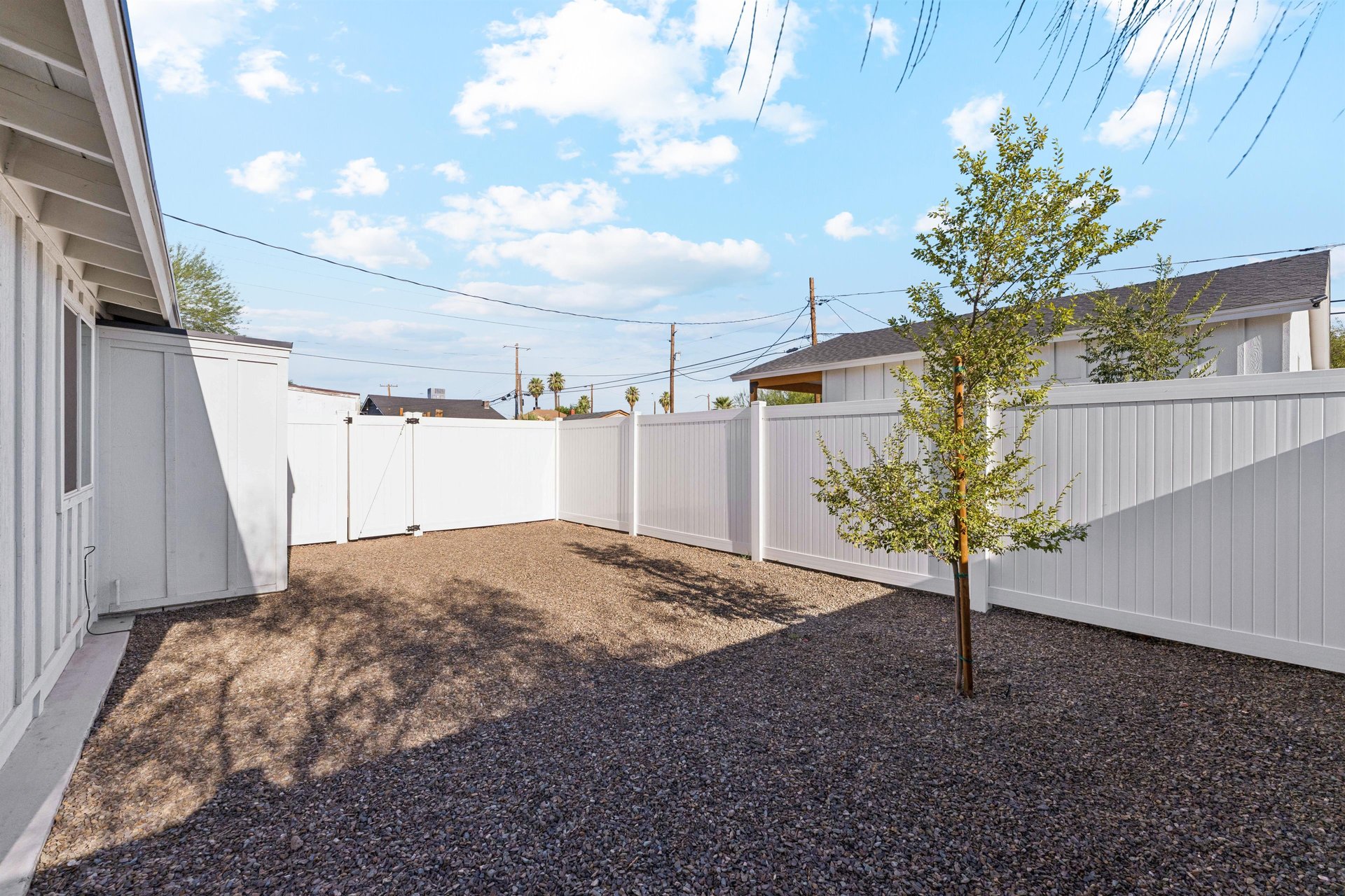 Fully fenced private yard.