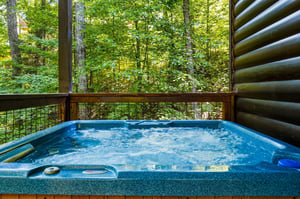 Slip into this private hot tub on your covered deck and let your stress melt away while sunlight filters through the lush forest canopy surrounding you.