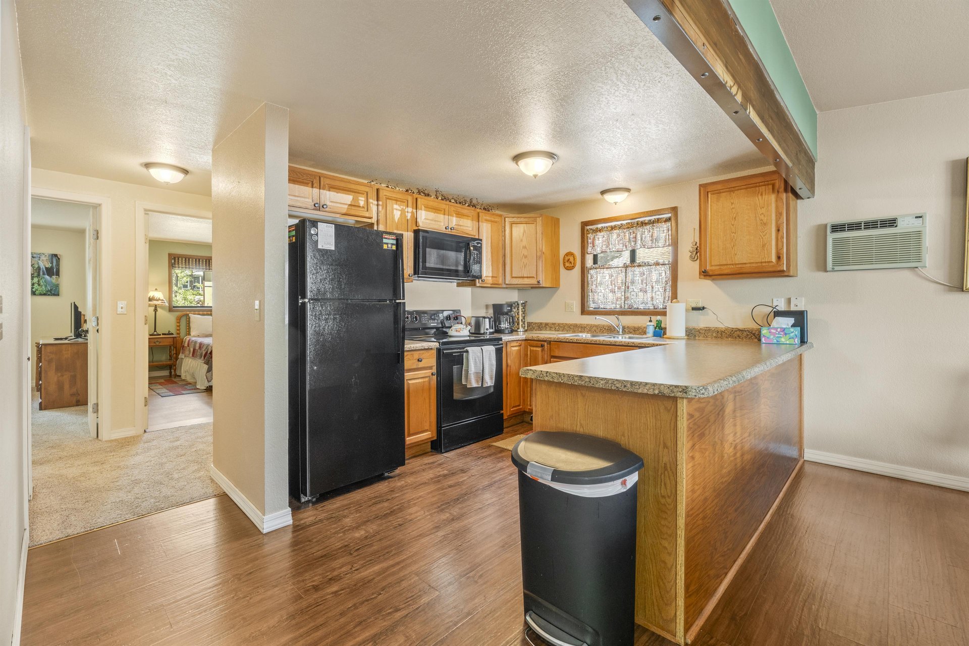 Equipped with cooking essentials, plenty of counter space, and easy access to the dining area.