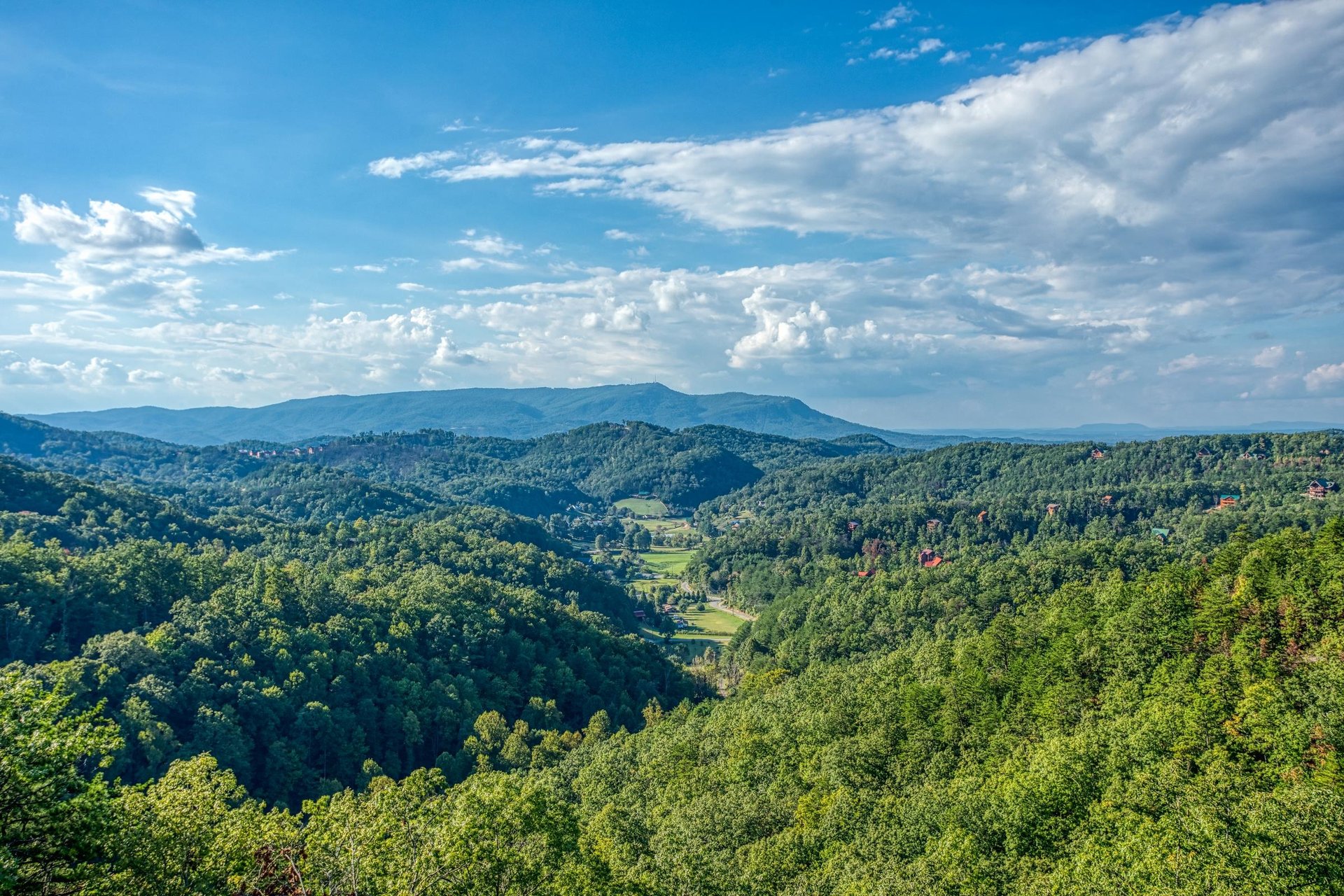 Views of the mountains surrounding a valley