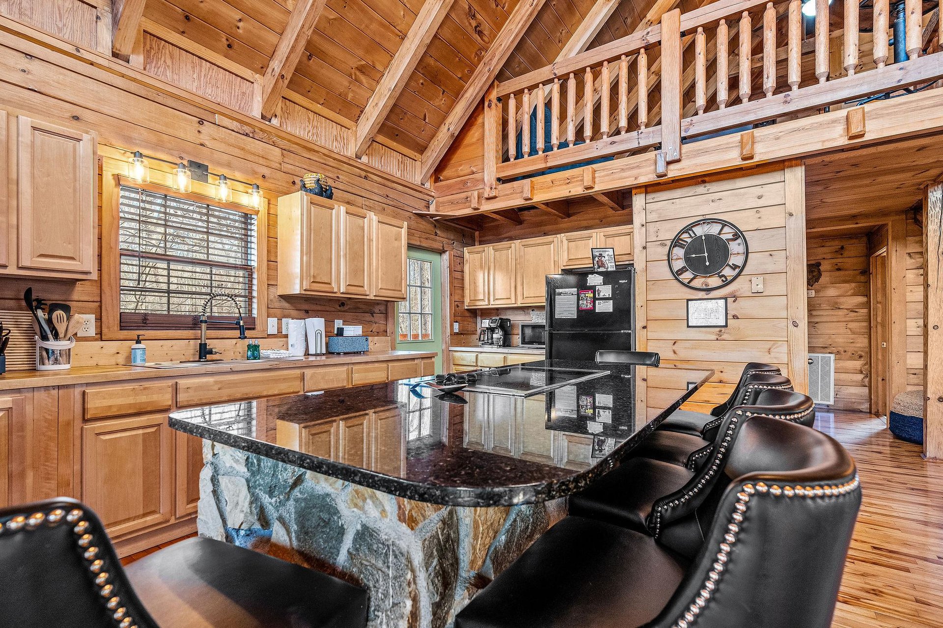 Granite top island and kitchen