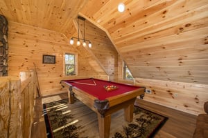 Pool table on upper level