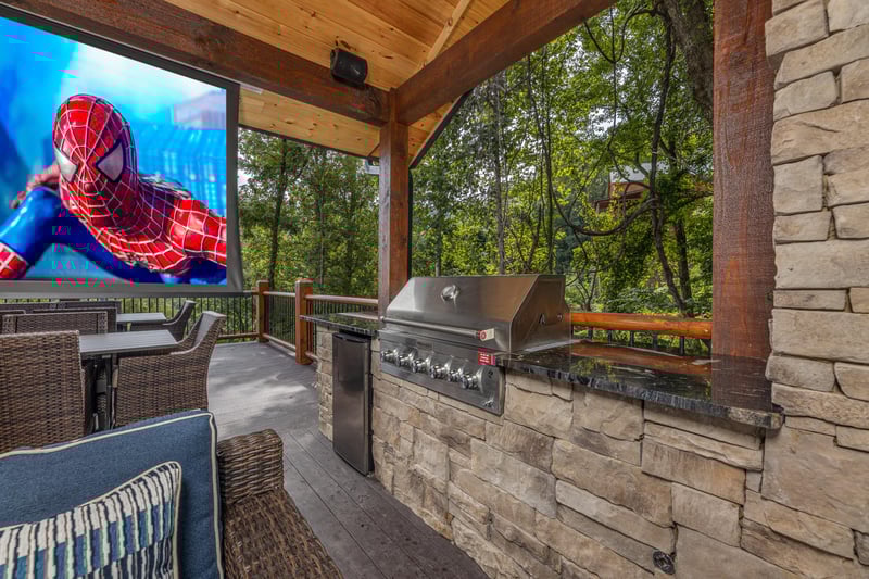 Outdoor seating with grill