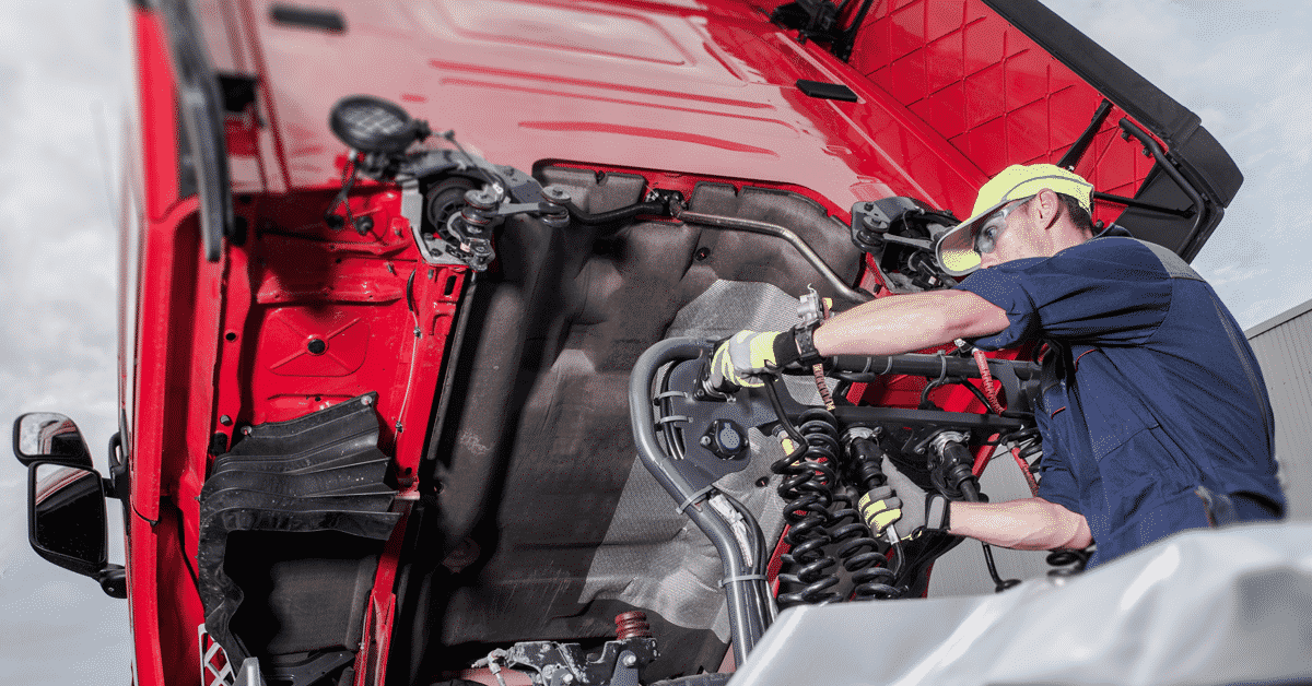 Truck under maintenance