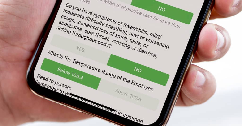 COVID-19 Screening Mockup in Redlist