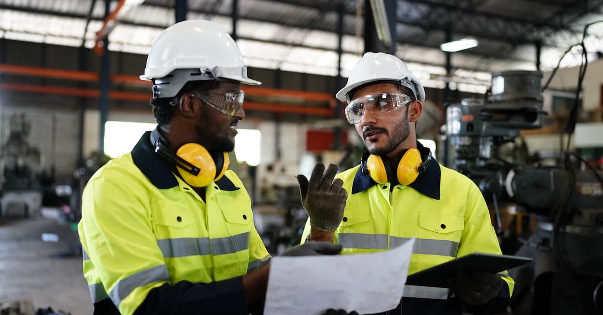 Industrial factory worker working in metal manufacturing
