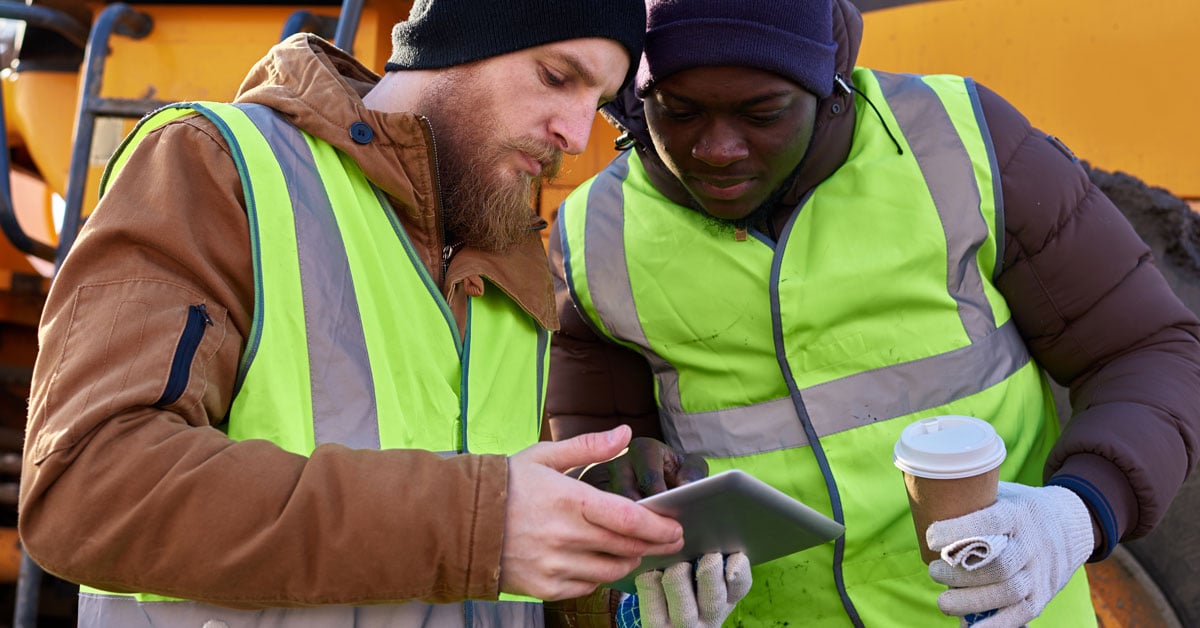 Miners using tablet on site
