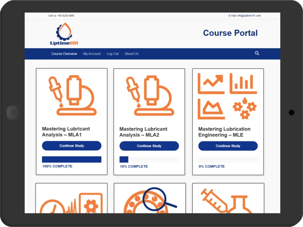 Uptime101 courses on a tablet