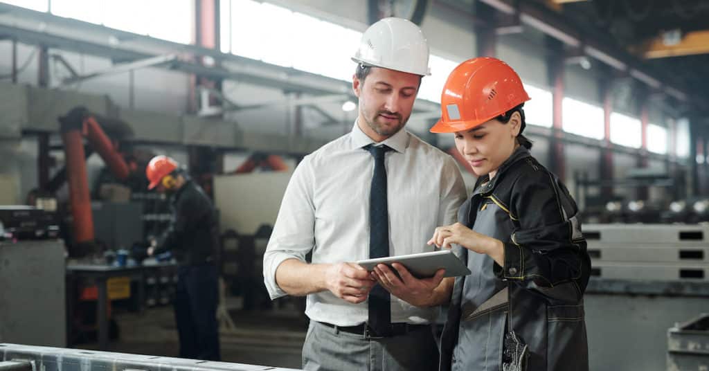 Engineer working with app