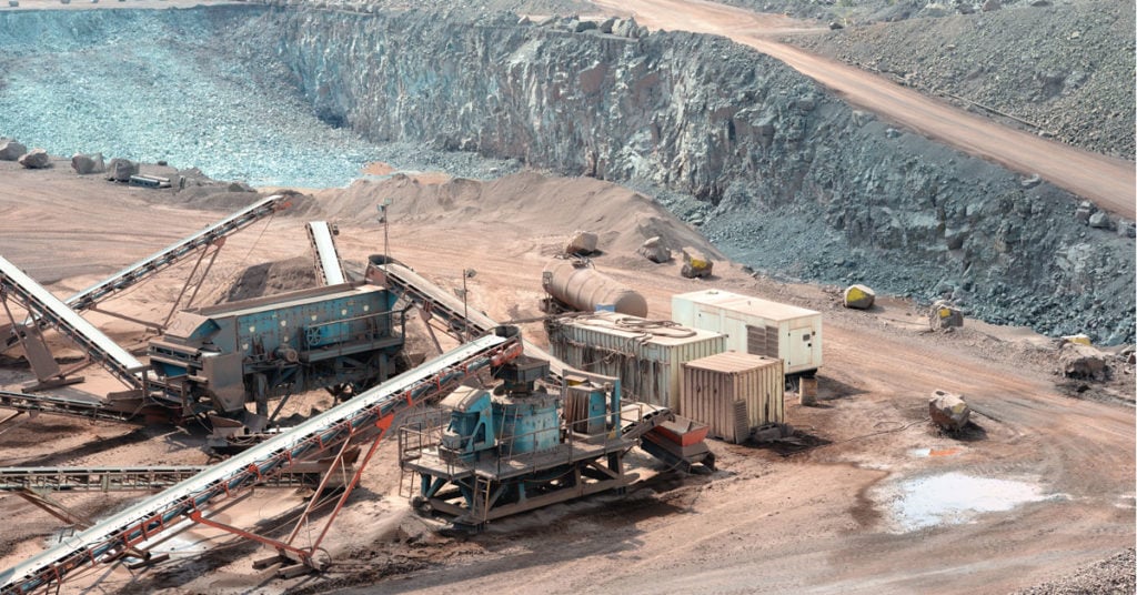 Stone crusher in open pit mine