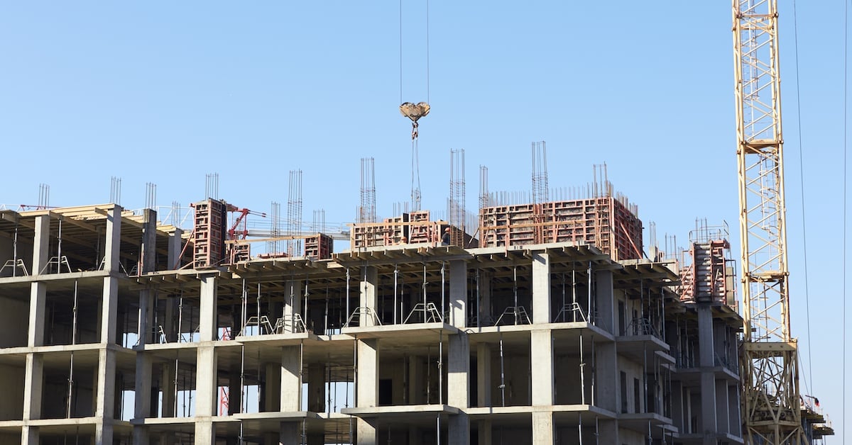 Construction site with crane operations