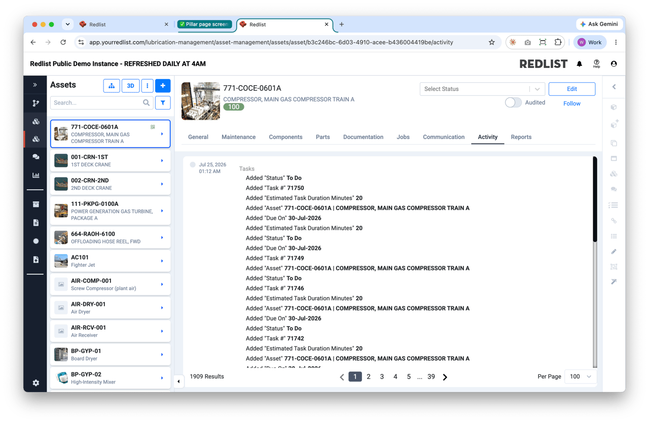 Asset audit trail with timestamped lifecycle events and export-ready report
