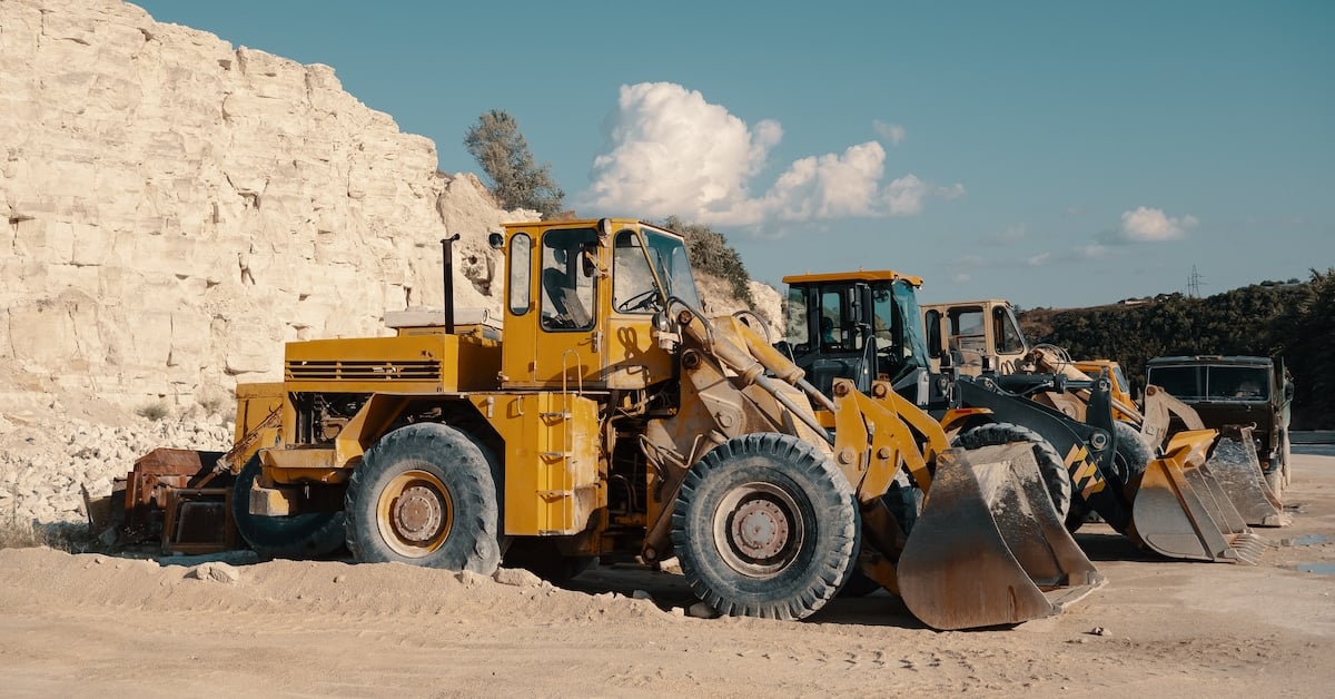 Heavy machinery in a quarry mining operation