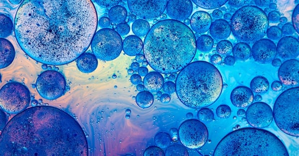 Macro of oil drops on water