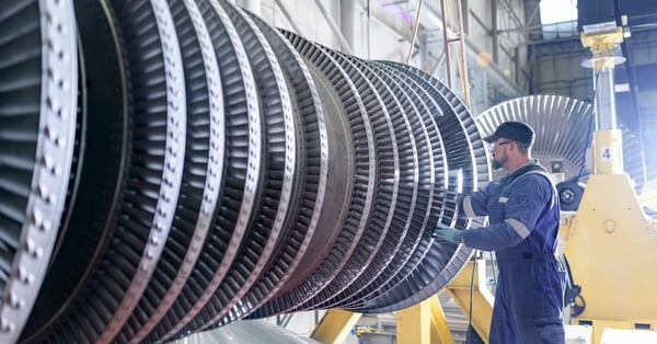 Engineer working on high pressure steam turbine