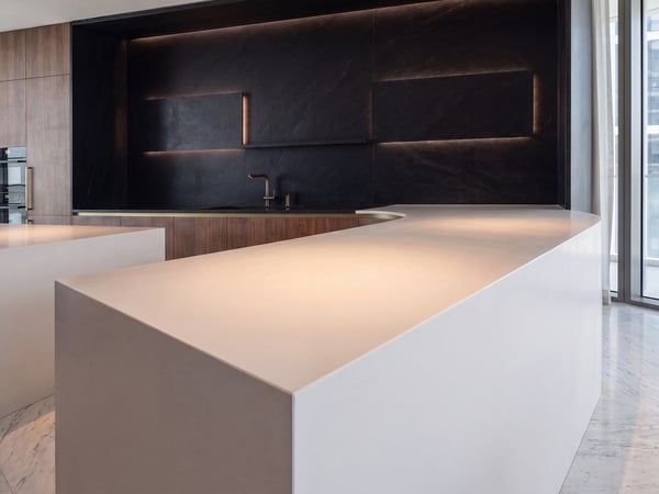 Solid-surface kitchen island with invisible joints