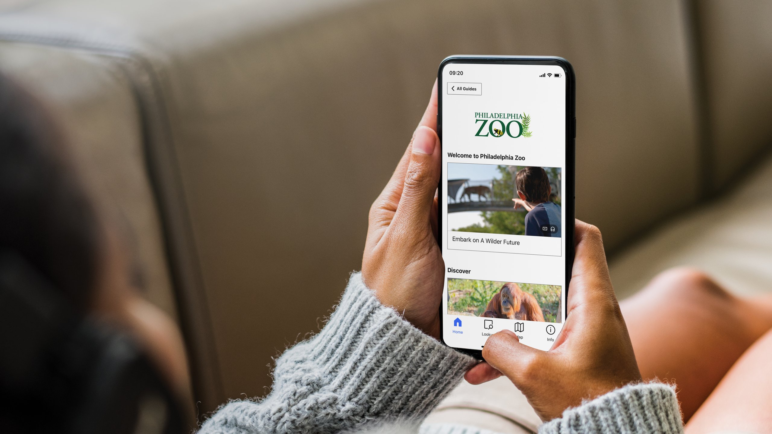 An image of the Zoo's digital guide on a user's cell phone.