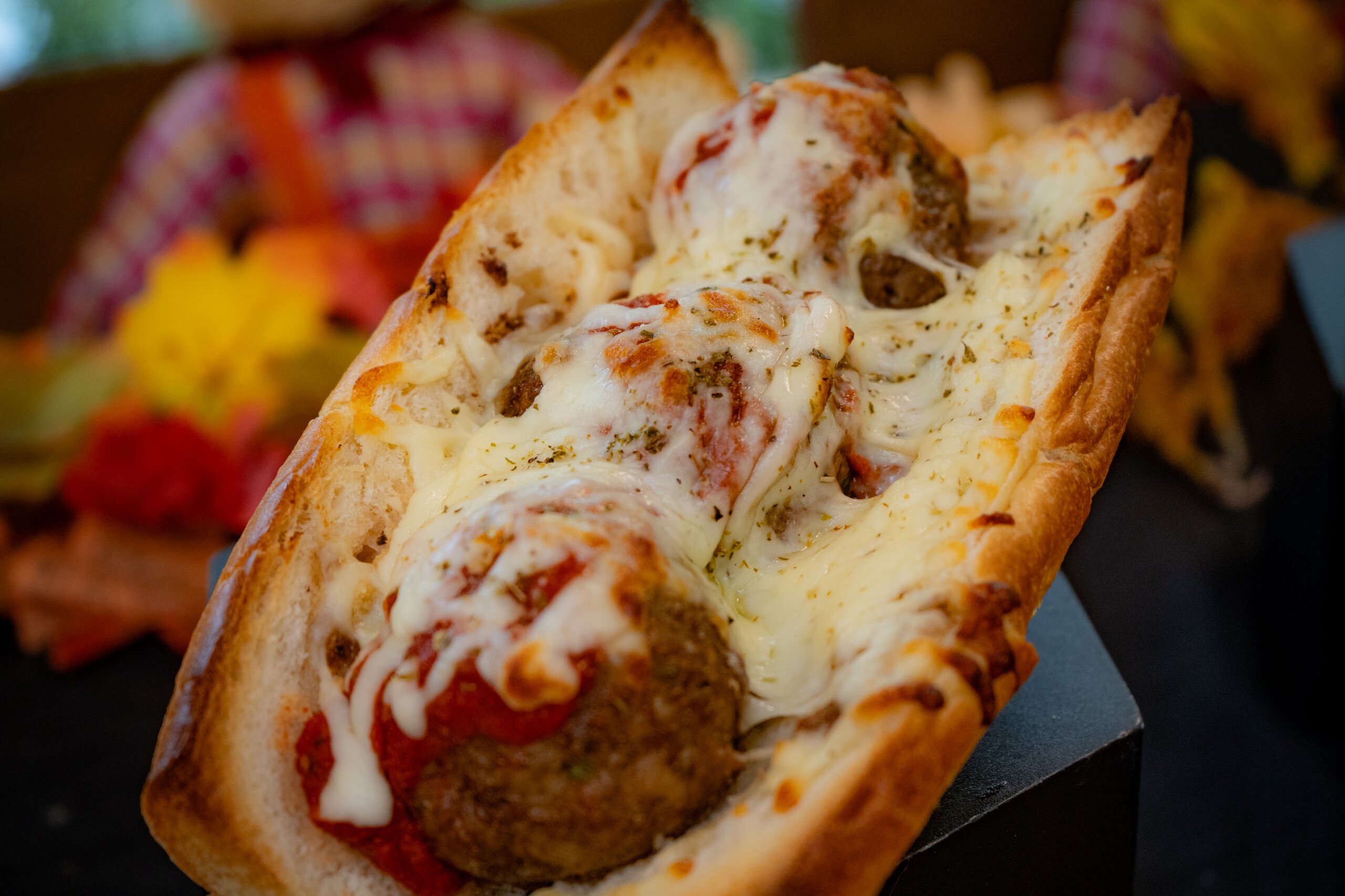 The Monster Meatball Sub, a meatball sub with marinara and mozarella cheese. Served during Boo at the Zoo at Philadelphia Zoo.