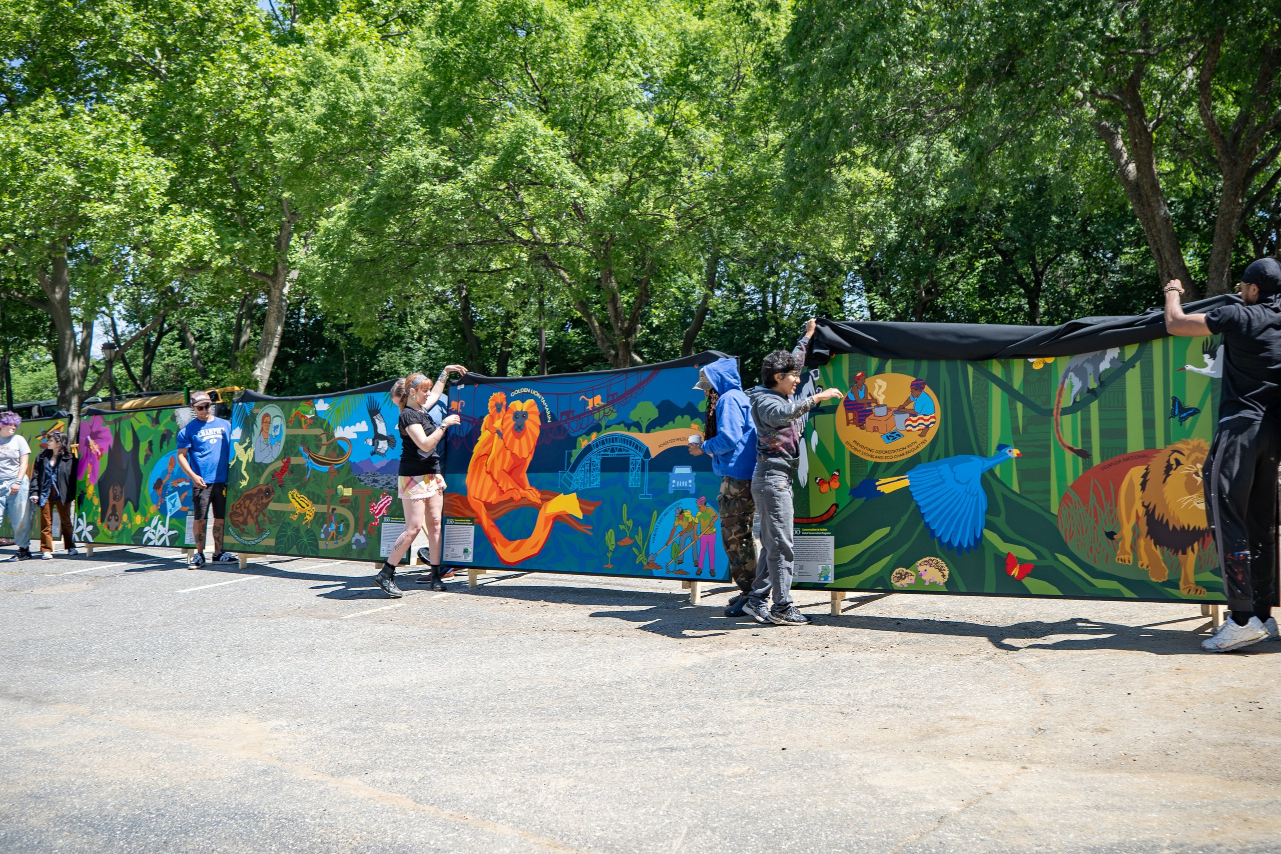 Philadelphia Zoo partnered with Mural Arts to create a series of conservation panels depicting the Zoo's various conservation efforts around the globe.