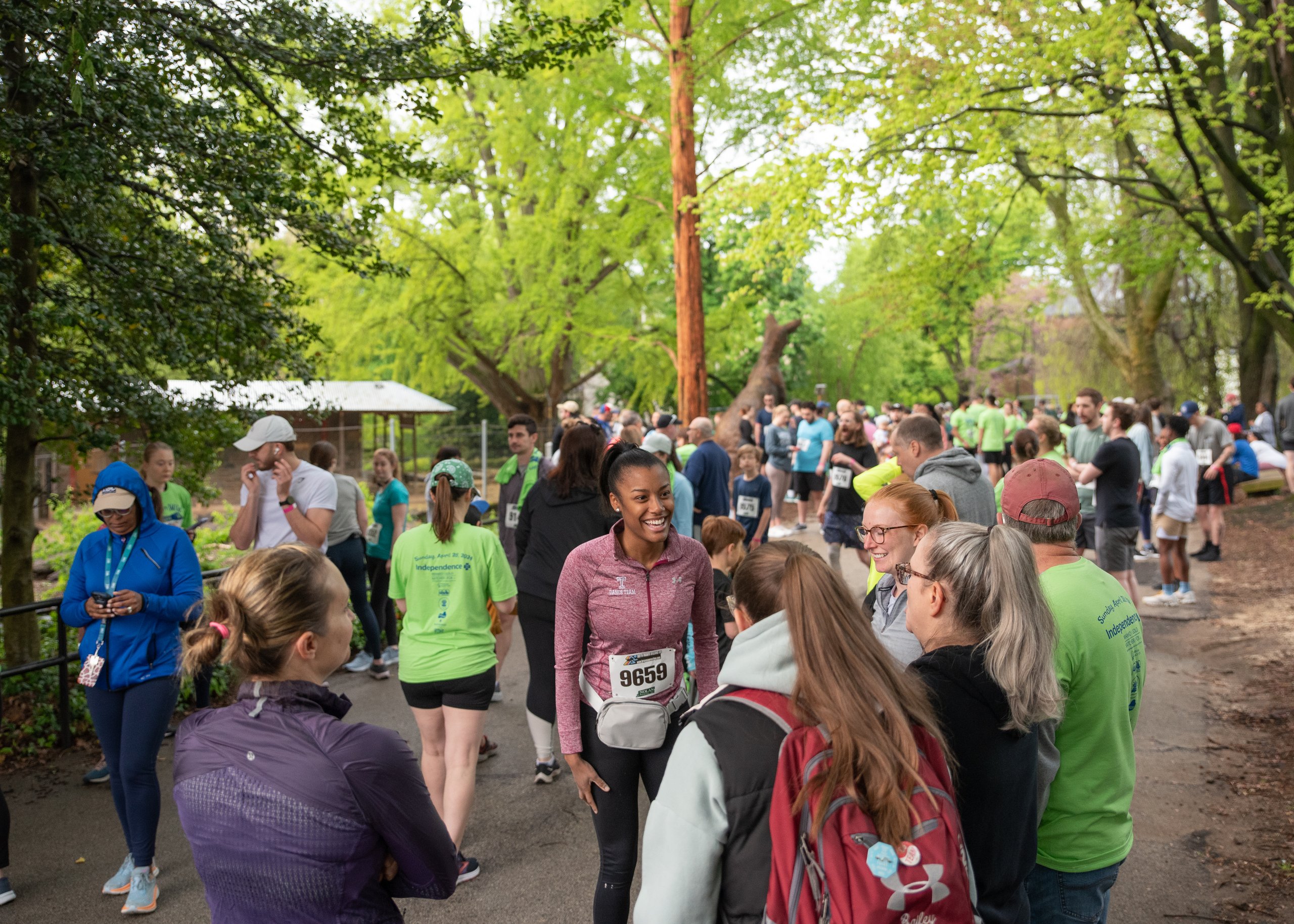 A crowd of runners at the Philadelphia Zoo Run Wild 5K and Fun Run Event.