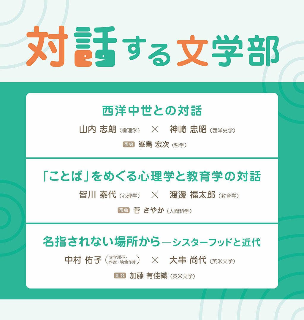 慶應義塾大学文学部公開講座の「対話する文学部」についてのお知らせです。