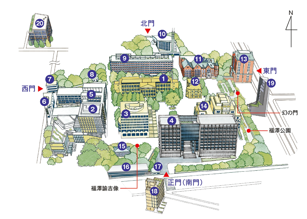 三田キャンパスのイラスト