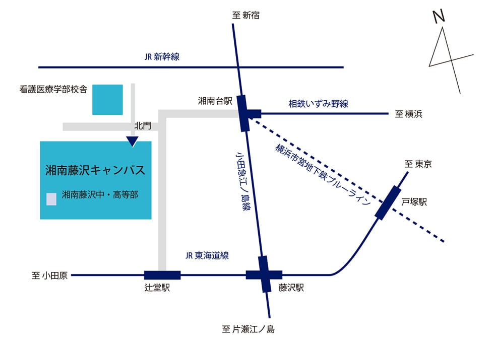 湘南藤沢キャンパスのアクセスマップ