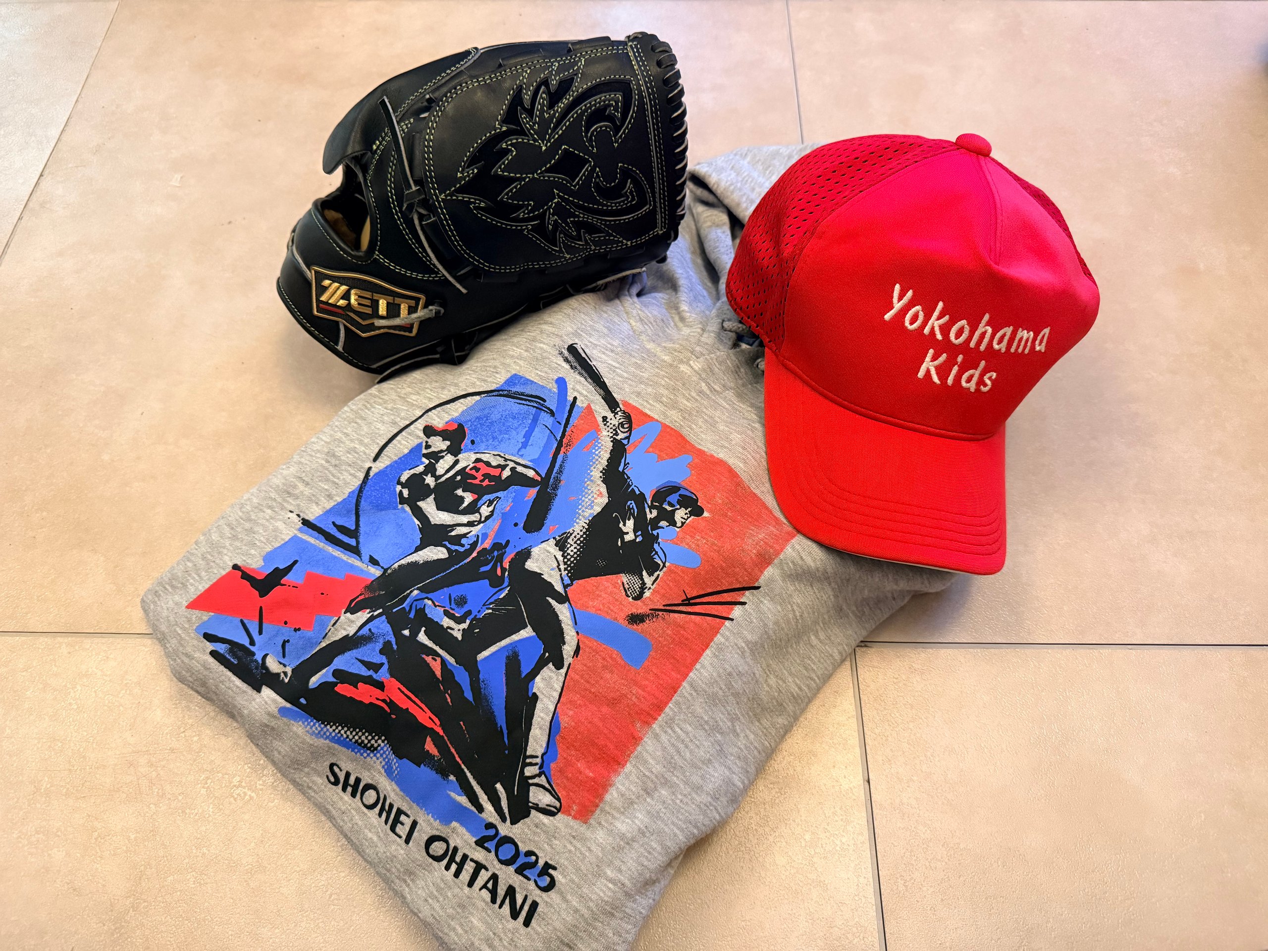 The father's practice gear and fan uniform