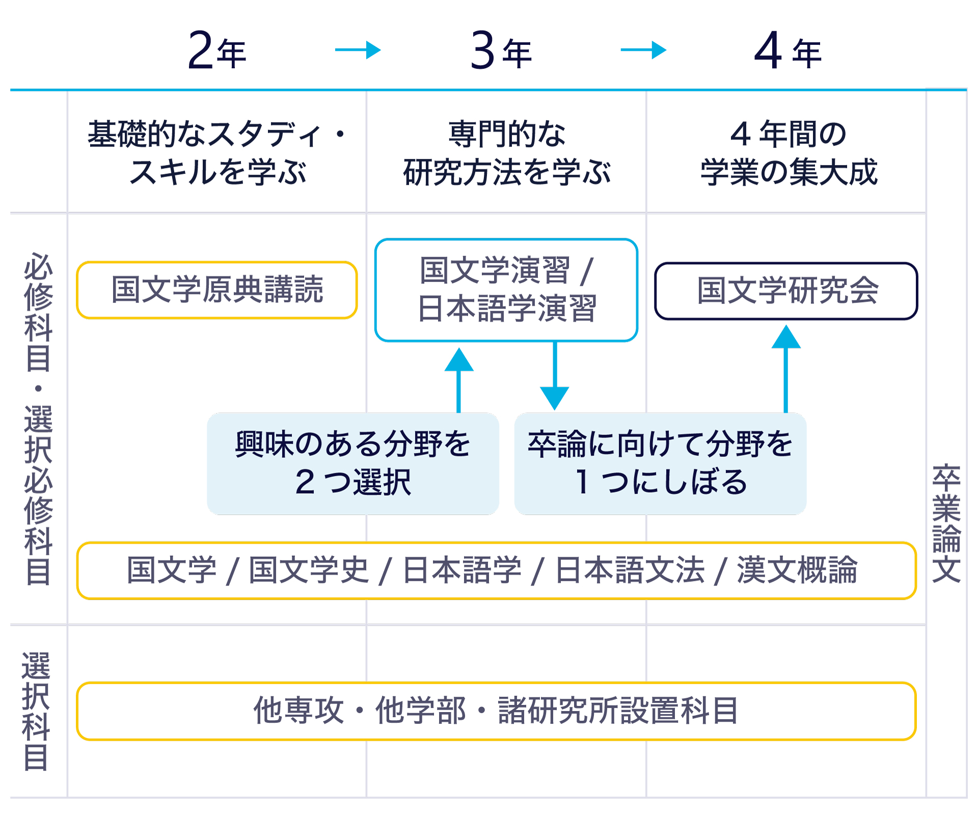 カリキュラムの流れのテキストを図にまとめた画像