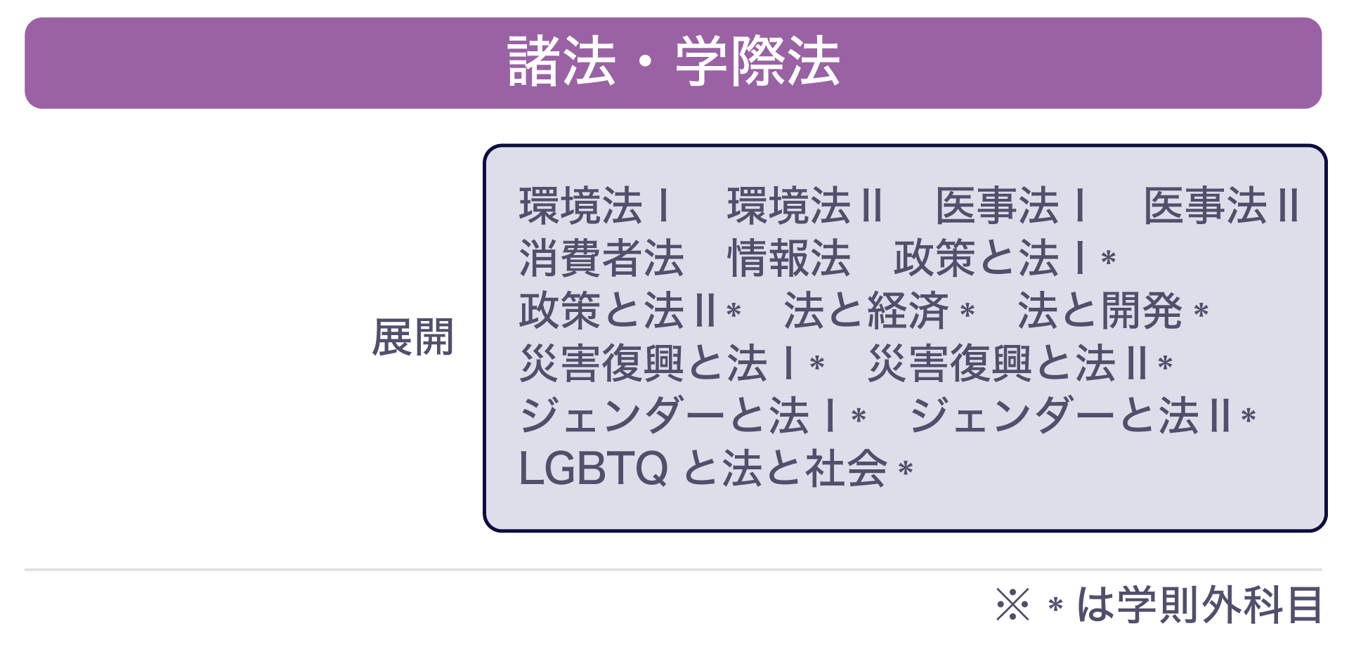 慶應義塾大学法学部の設置科目「諸法・学際法」の授業のイメージ図です。