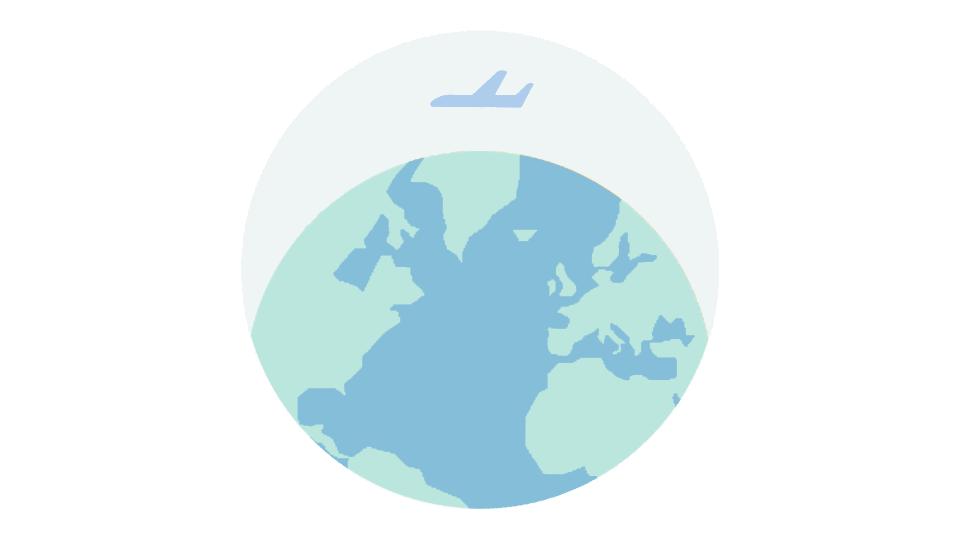 Illustration of an airplane and the Earth