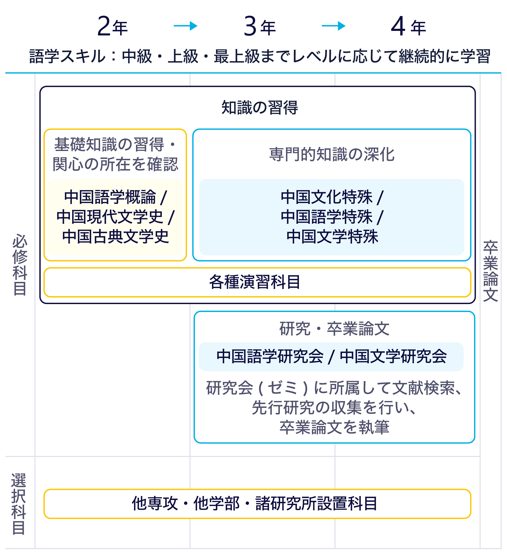 カリキュラムの流れのテキストを図にまとめた画像