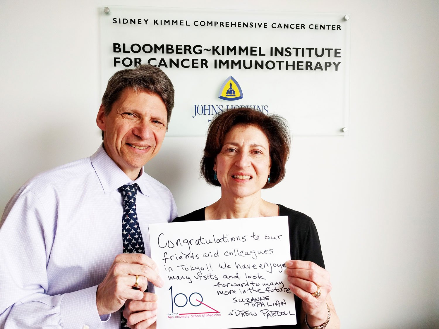 Drew Pardoll & Suzanne Topalian Image with message