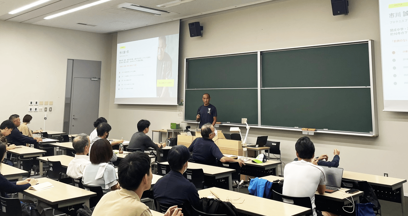 講演風景「正解のない人生を生きる―開成・東大卒から、25歳で始めたテニスでプロになった男の挑戦」2