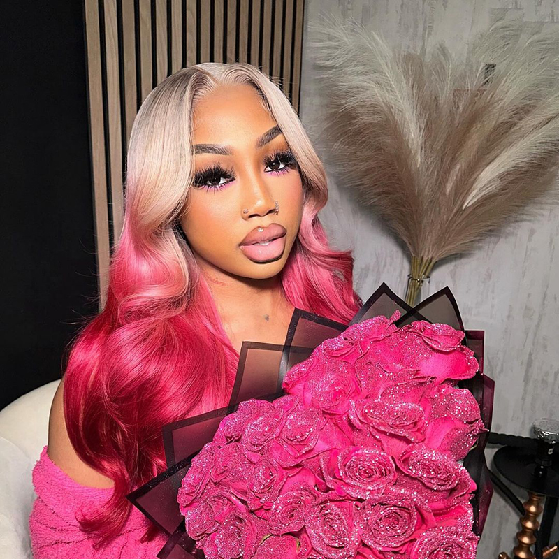 prime-613-ombre-rose-pink-wellige-leimlose-spitzenperucken-1 Prime 613 Ombre Rosé Pink Wellige, leimlose Spitze Perücken