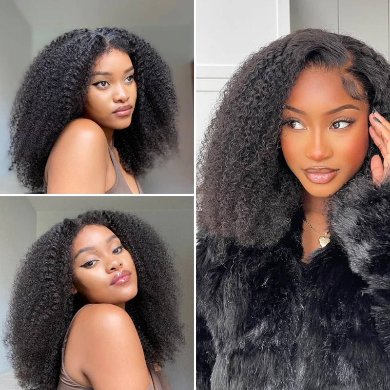 afro-curly-13×4-spitzen-peruecke-ohne-kleber-100-echthaar Lockige Afro 13x4 Spitzen Perücke ohne Kleber 100% Echthaar