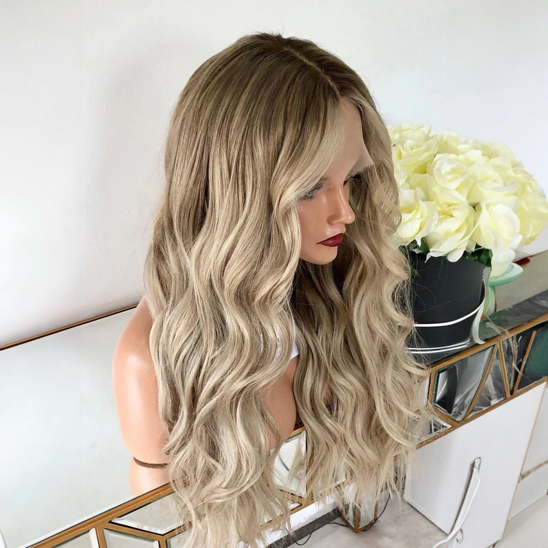 lange-wellige-ombre-blond-lace-front-echthaar-peruecken-1 Lange Wellige Ombre Blond Lace Front Echthaar Perücken