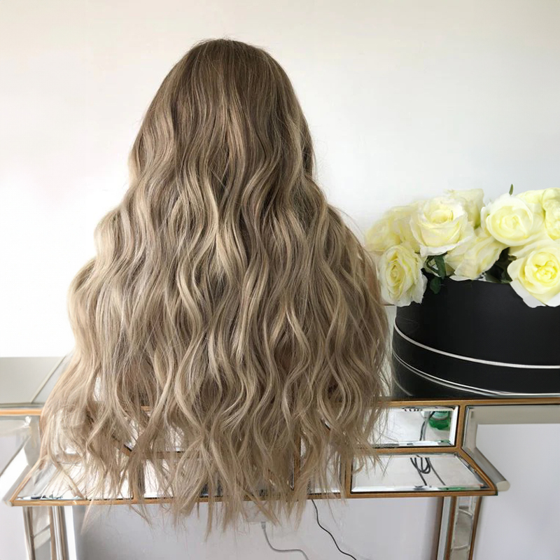 lange-wellige-ombre-blond-lace-front-echthaar-peruecken-2 Lange Wellige Ombre Blond Lace Front Echthaar Perücken