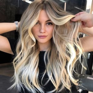 Lange Wellige Ombre Blond Lace Front Echthaar Perücken