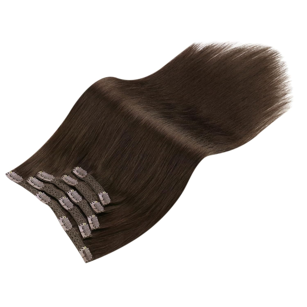 ombre-blonde-gewellte-kurze-lace-front-peruecken-100-echthaar-2 Echthaar Clip-In Extensions Dunkelbraun #4, 100g Haarverlängerung