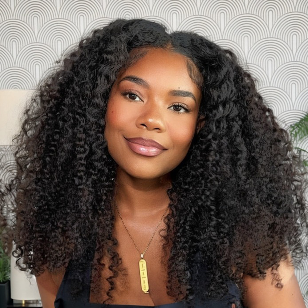 anfaengerfreundliche-v-teil-peruecke-kinky-curly-leimlose-echthaar-1 Anfängerfreundliche V-Teil Perücke Kinky Curly Leimlose Echthaar