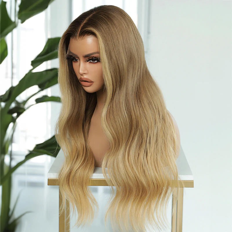 blond-braun-mit-dunklen-ansaetzen-13×6-hd-lace-front-peruecke-berlin-echthaar-1 Blond Braun mit Dunklen Ansätzen 13x6 HD Lace Front Perücke Berlin Echthaar